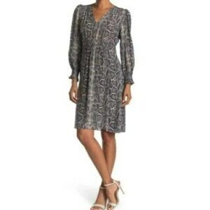 201. Rebecca Taylor Snakeskin Print Silk Dress US 10